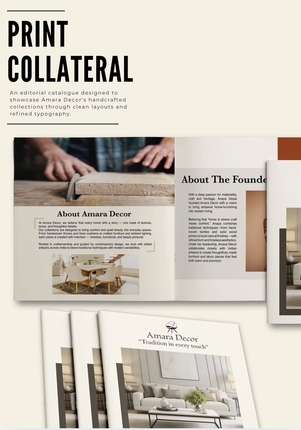 Amara Decor print collateral catalogue mockup.