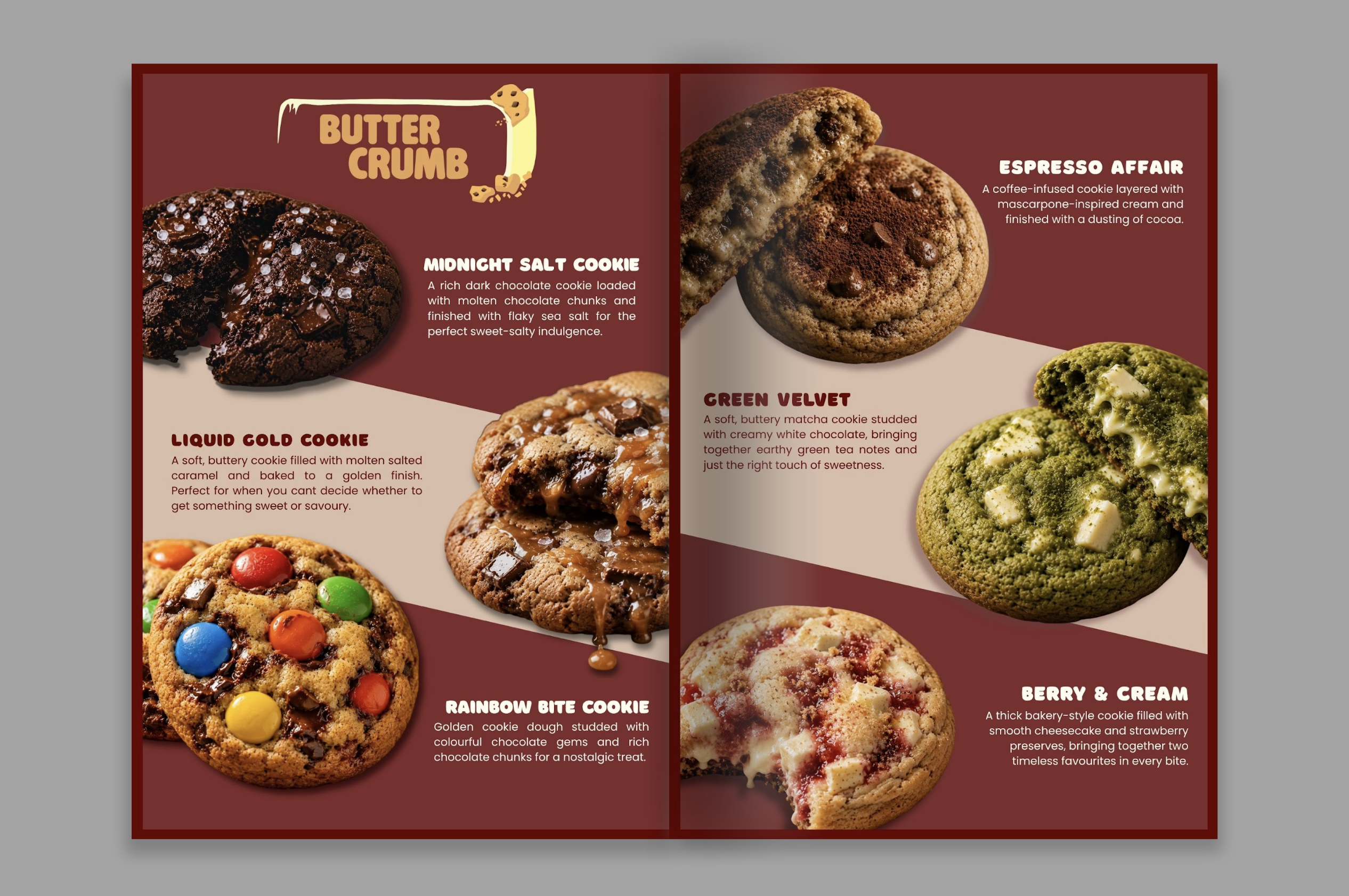 Butter Crumb cookie menu design