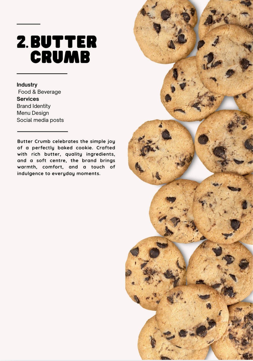 Butter Crumb project introduction page with cookies.