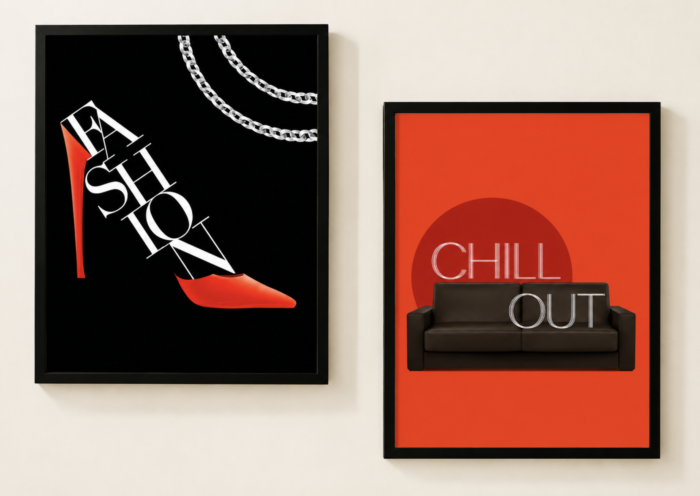 Fashion and chill framed poster mockup
