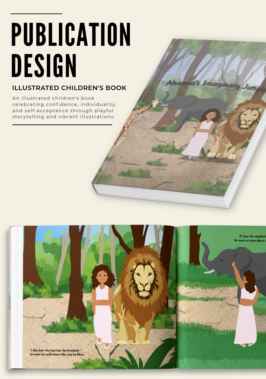 Publication design page for an illustrated children's book.