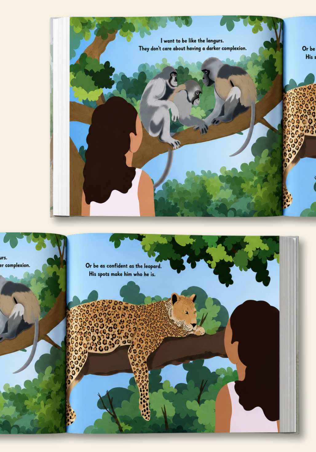 Illustrated children's book interior spread.