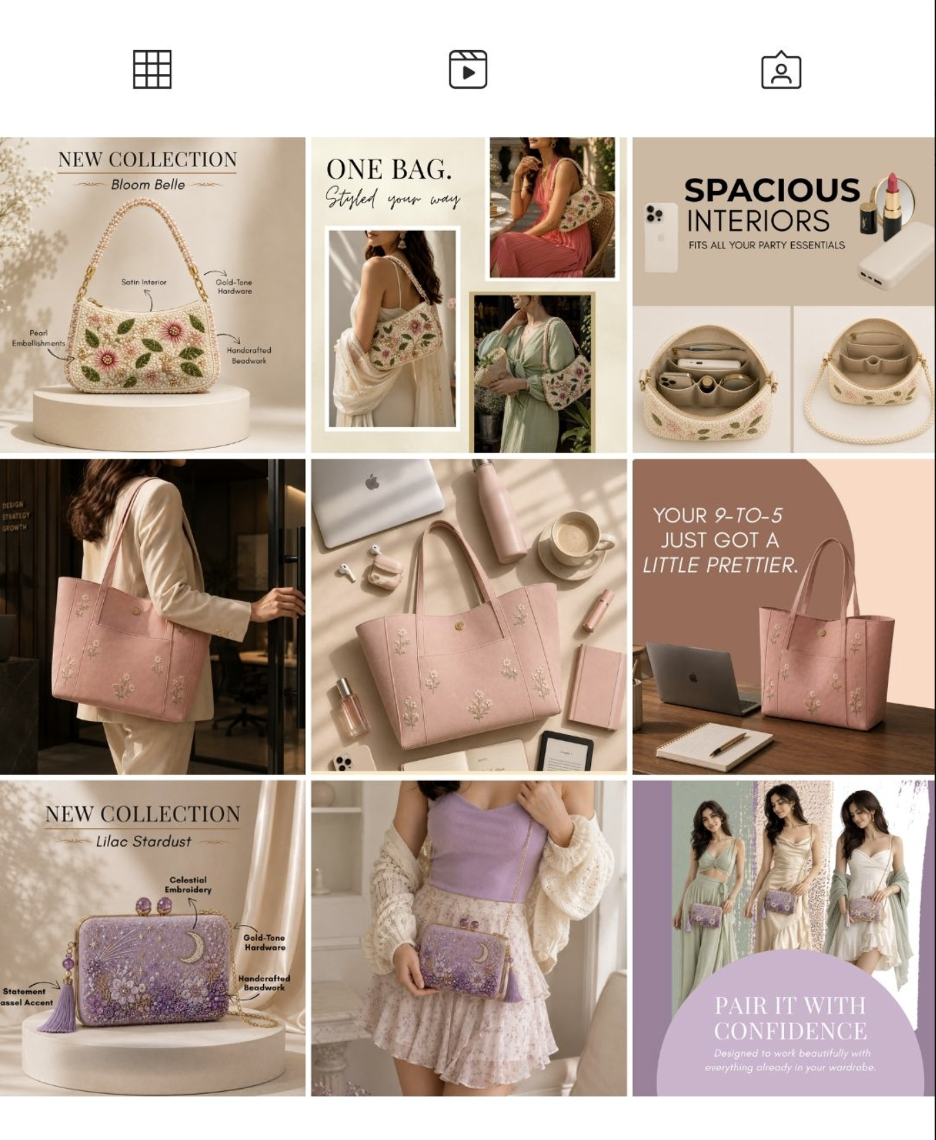 Bloom Belle Instagram grid desktop preview